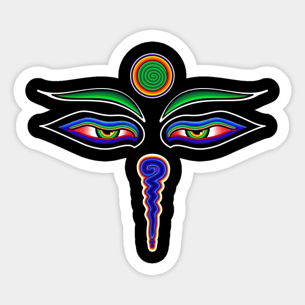 Tibetan Buddha Eyes Sticker by StoatyStudio